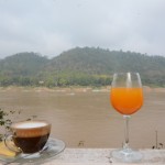 breakfast at the bank of the Mekong in Luang Prabang